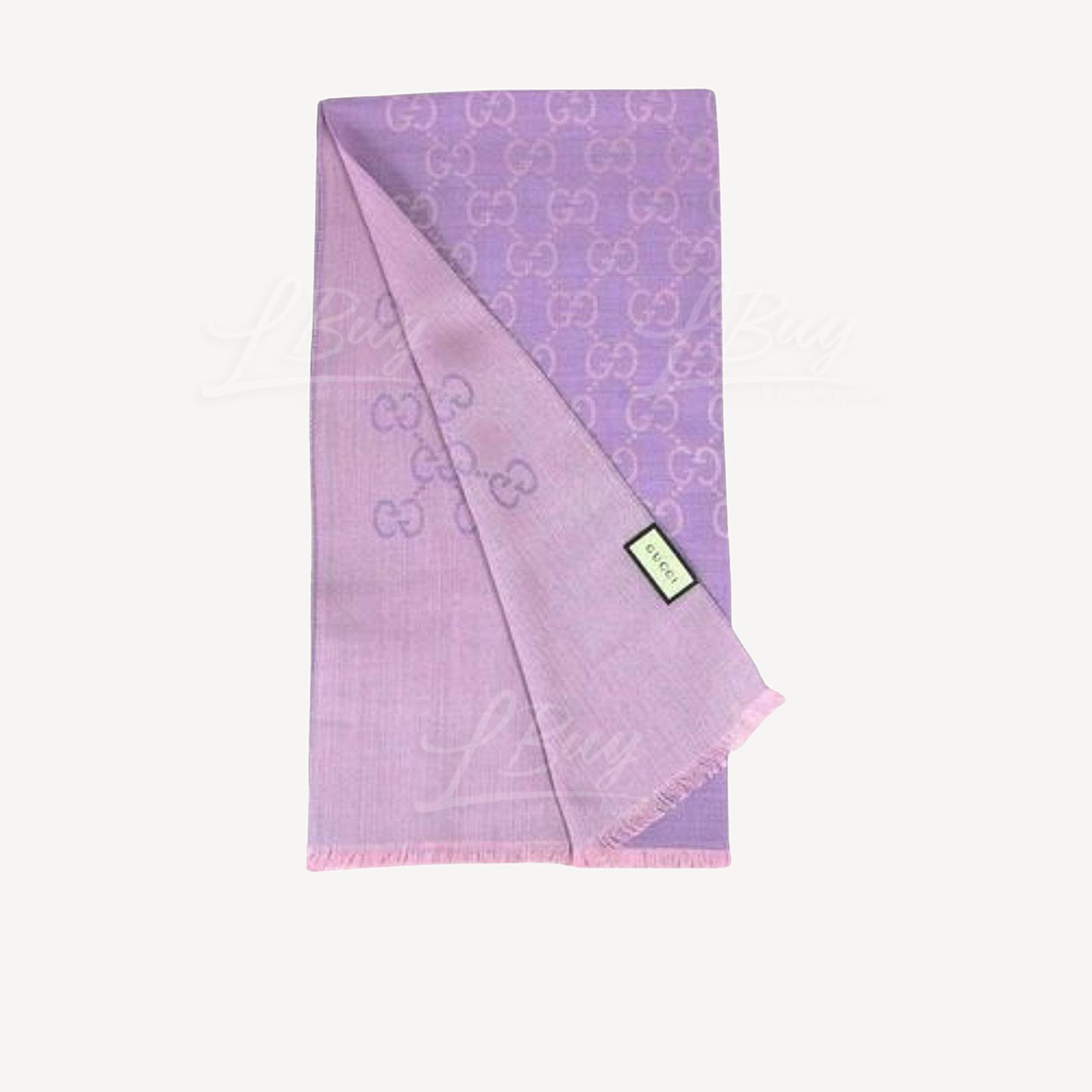 Gucci GG Logo Wool Silk Scarf Purple 165904