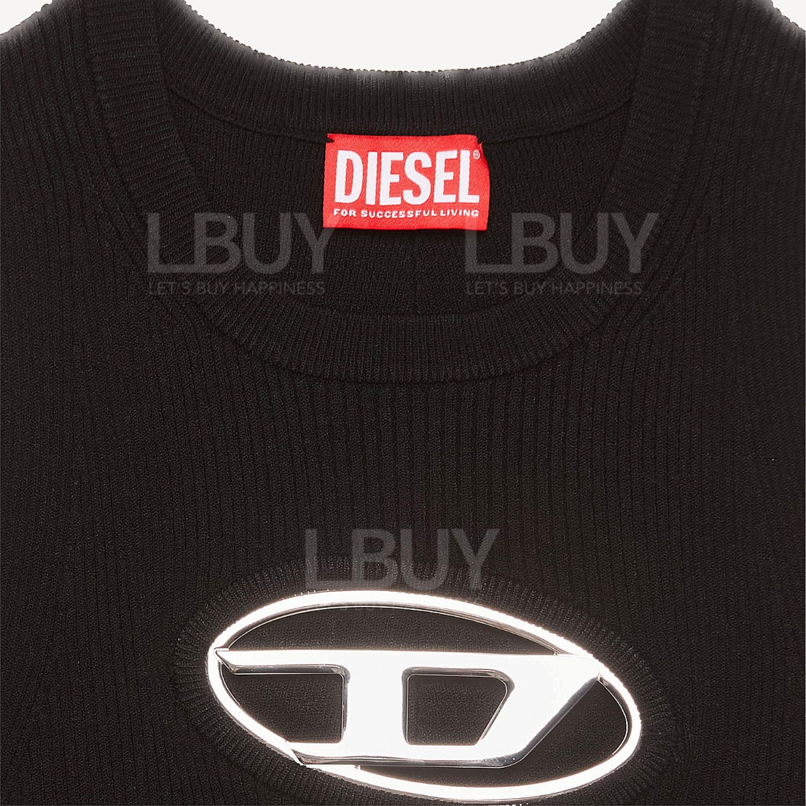 Diesel-DIESEL Logo鏤空黑色背心