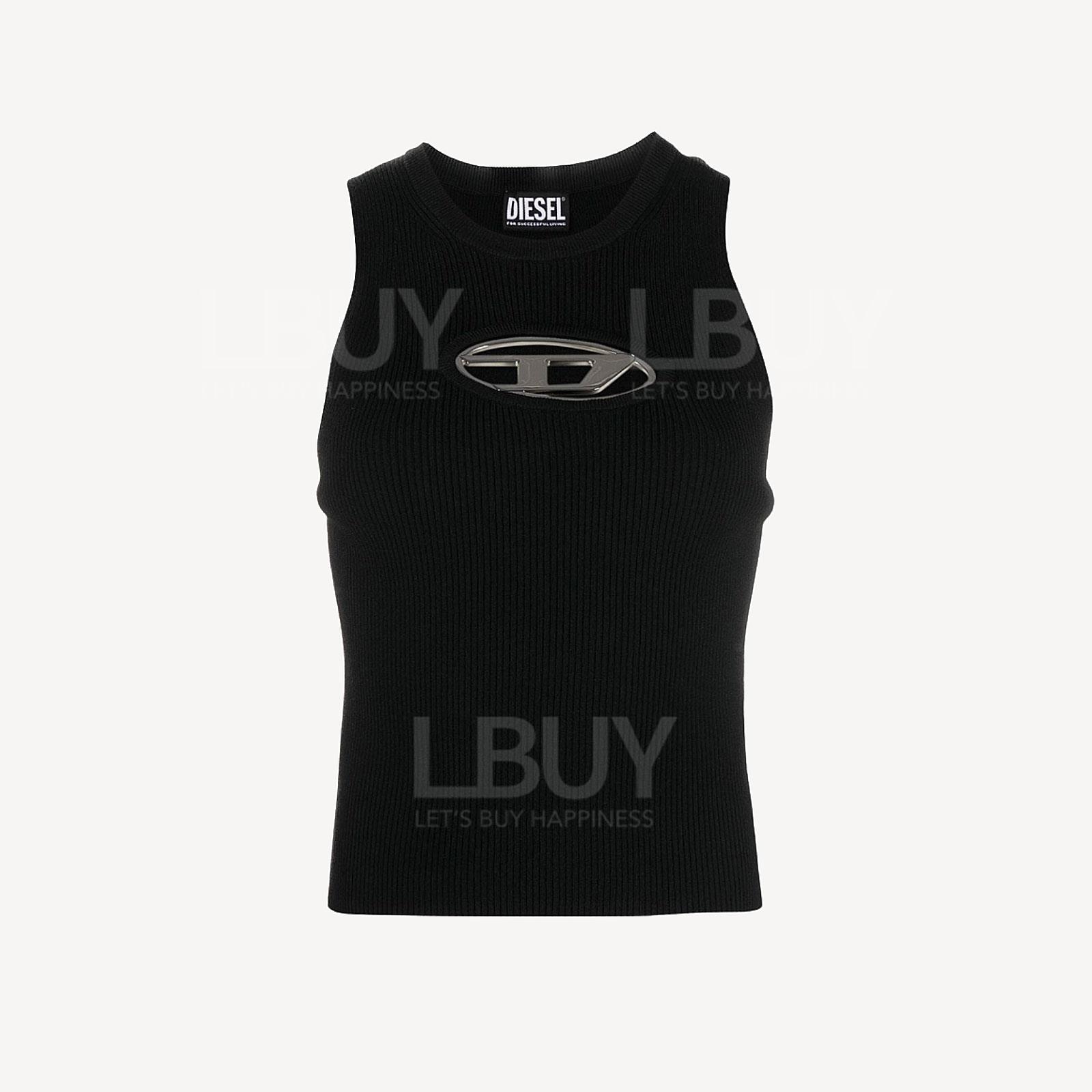 Diesel羅紋針織 logo 金屬牌工字背心