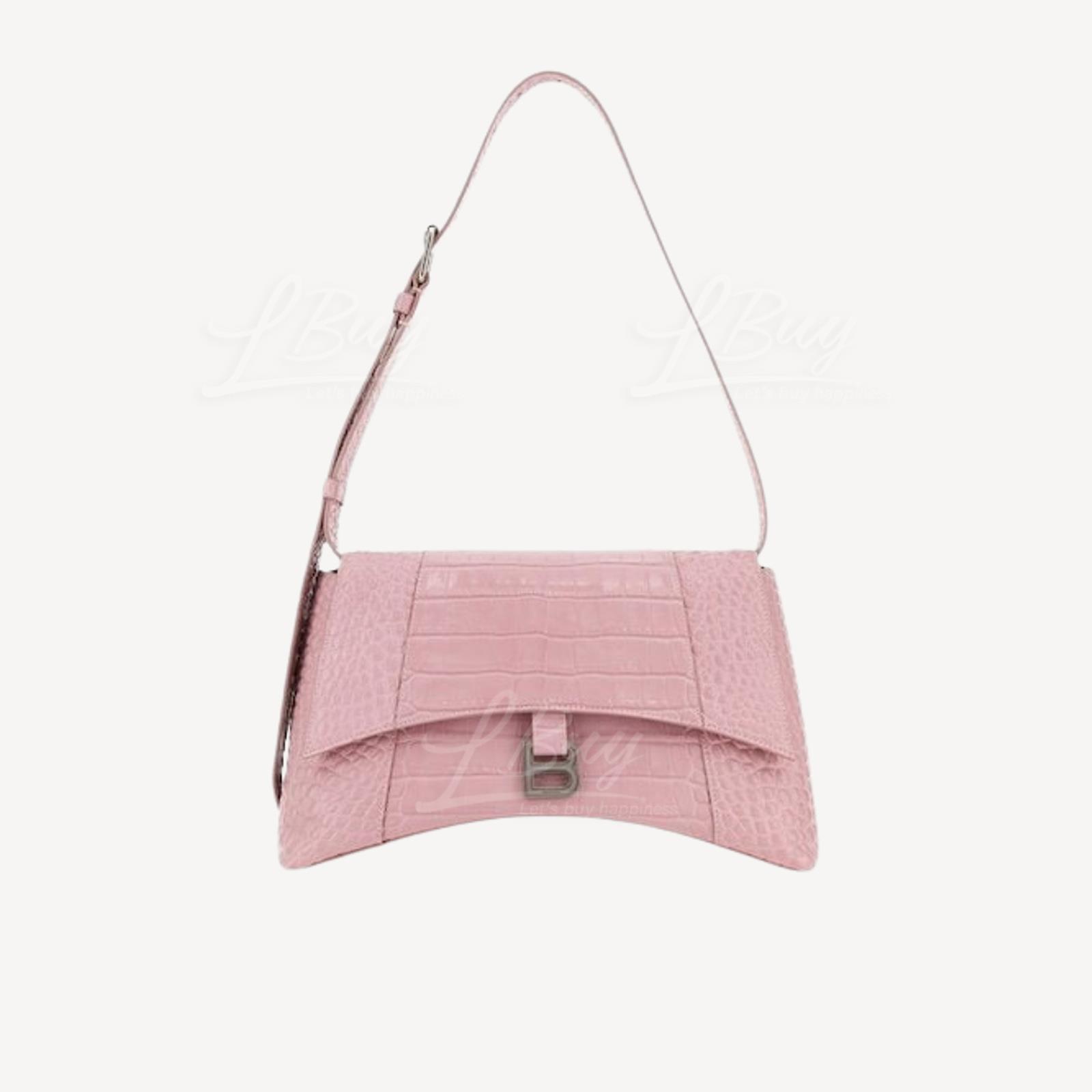 Balenciaga-Balenciaga Downtown Medium Shoulder Bag Crocodile