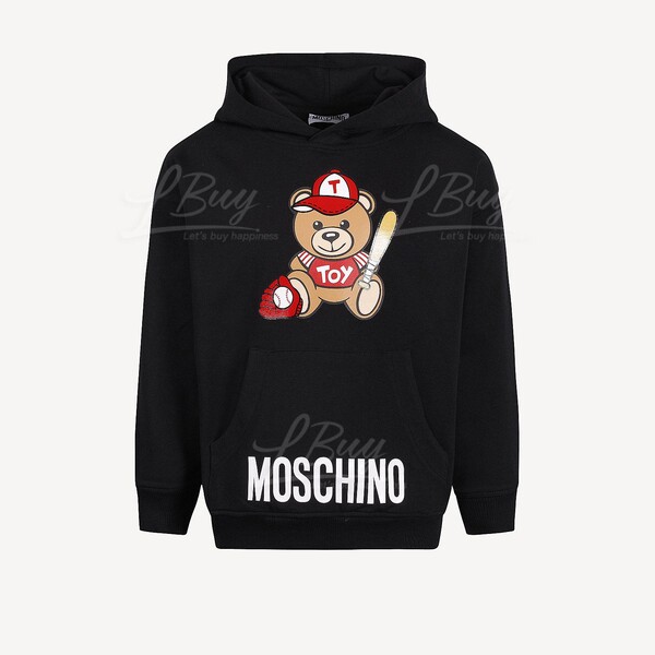 Moschino Kids Baseball Teddy Bear Hoodie Black