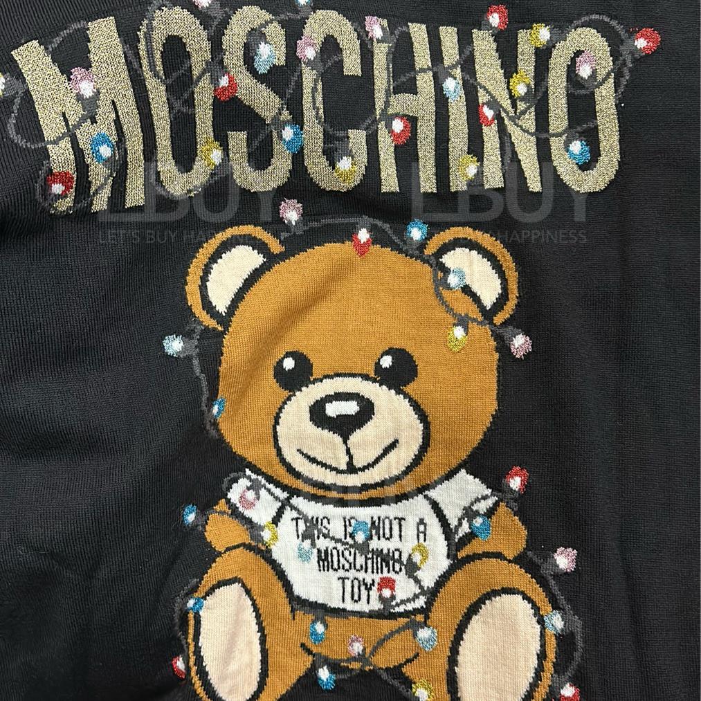 Moschino Black Back Big Bear Zip Hooded Jacket