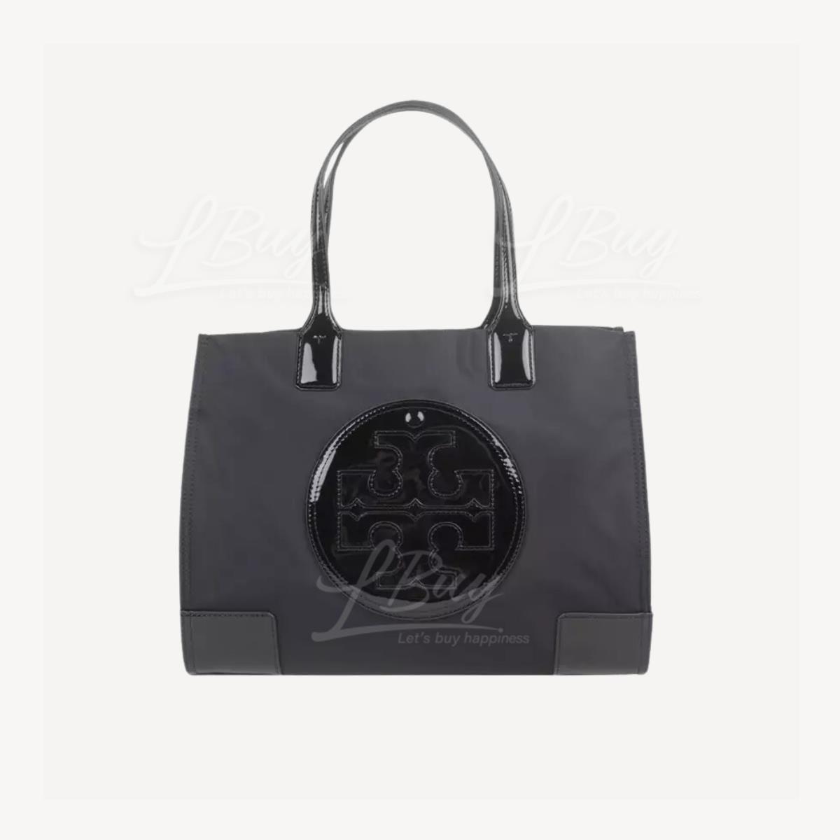 Tory Burch  ELLA系列小号黑色漆皮 Logo Tote 手挽袋 90482-001