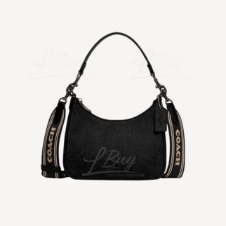 Coach chain-link strap leather shoulder bag CJ842BLK