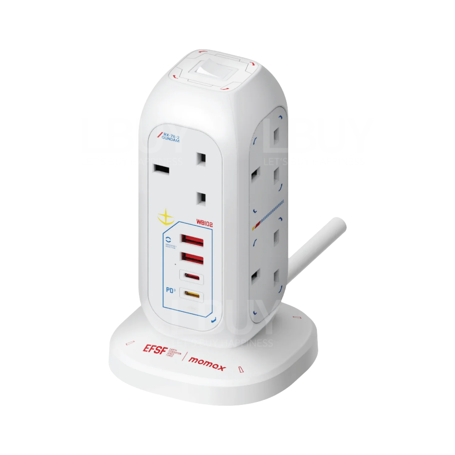 Momax ONEPLUG PD20W 2A2C 7位拖板 多用途座枱支架 高達-白