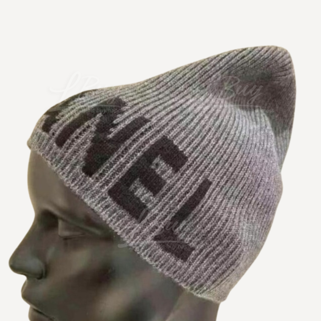 Chanel Grey Black Cashmere Beanie AAA624