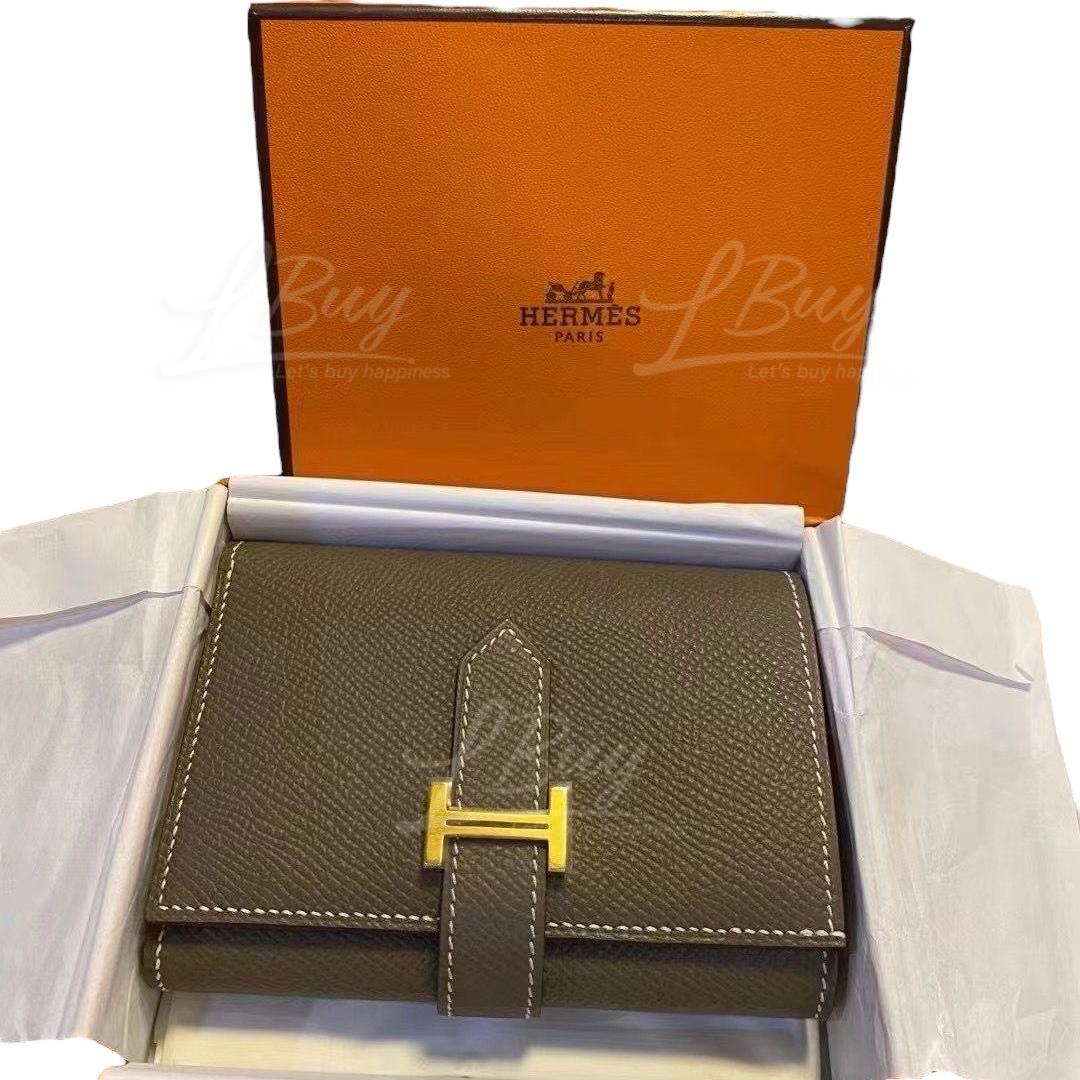 Bearn wallet Epsom Elephant Grey Gold Trifold Wallet