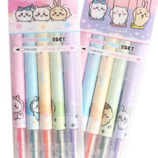 Chiikawa 萤光笔五支套装 两款中随机一款