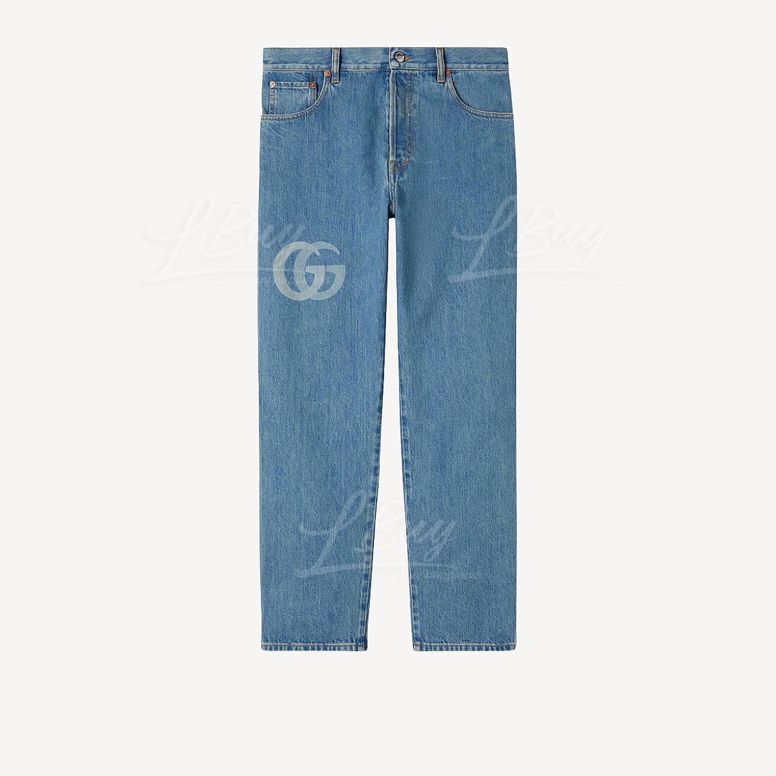 Gucci GG Logo 修腳藍色牛仔褲