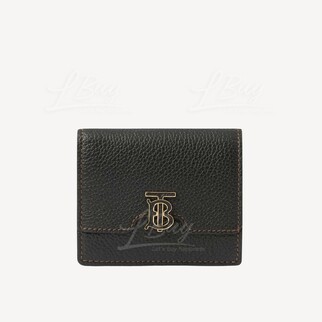 Burberry Grainy Leather Tb Folding Wallet Black Short Wallet