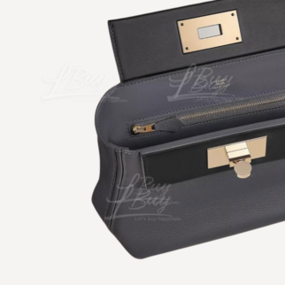 Hermes mini 2424 石板灰拼黑色 淡金扣