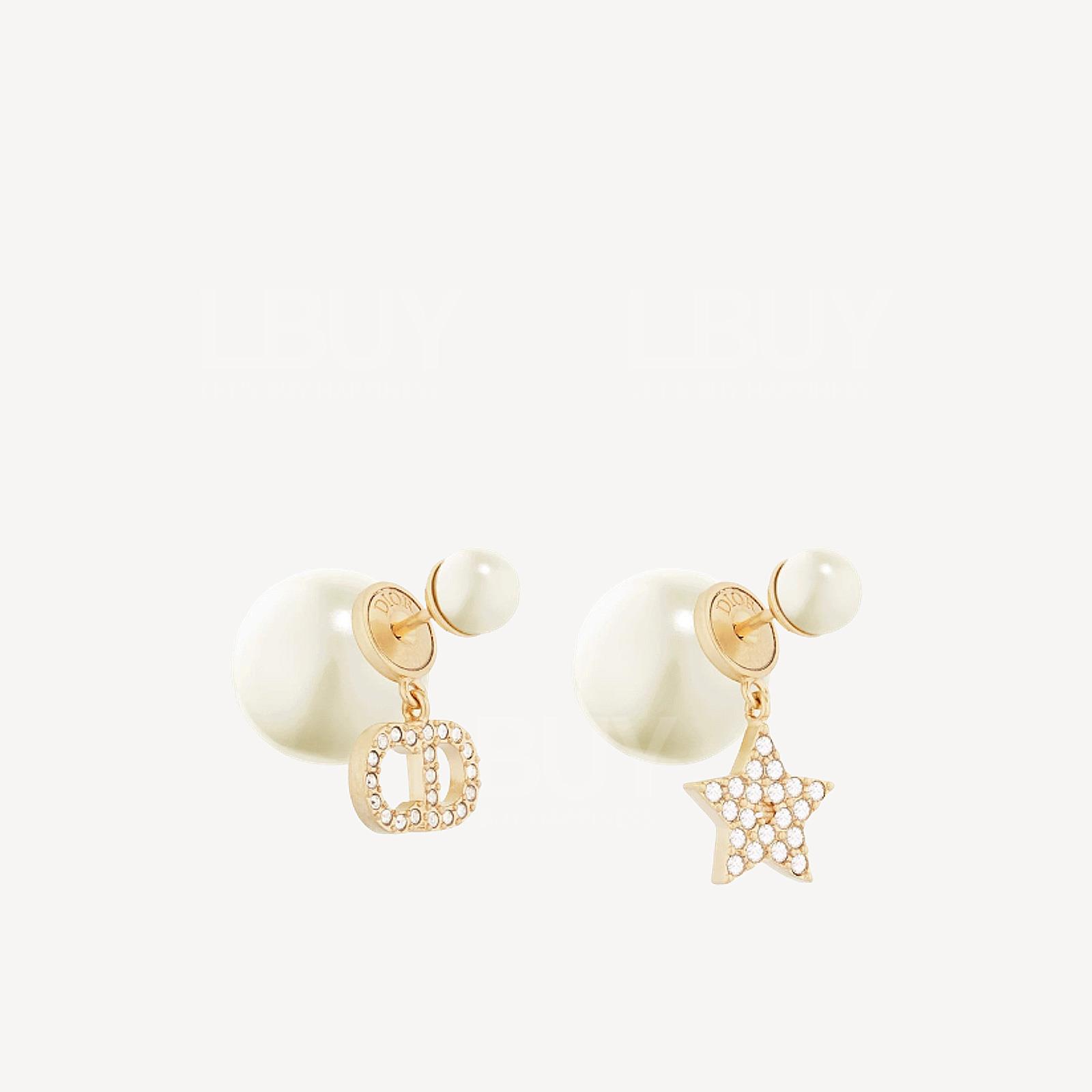 Dior Tribales 閃石拼星星金色耳环 E1038