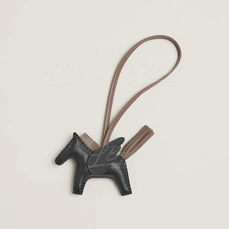 Hermes Rodeo Pegase PM Charm Flying Pouch Charm  noir / étoupe / noir