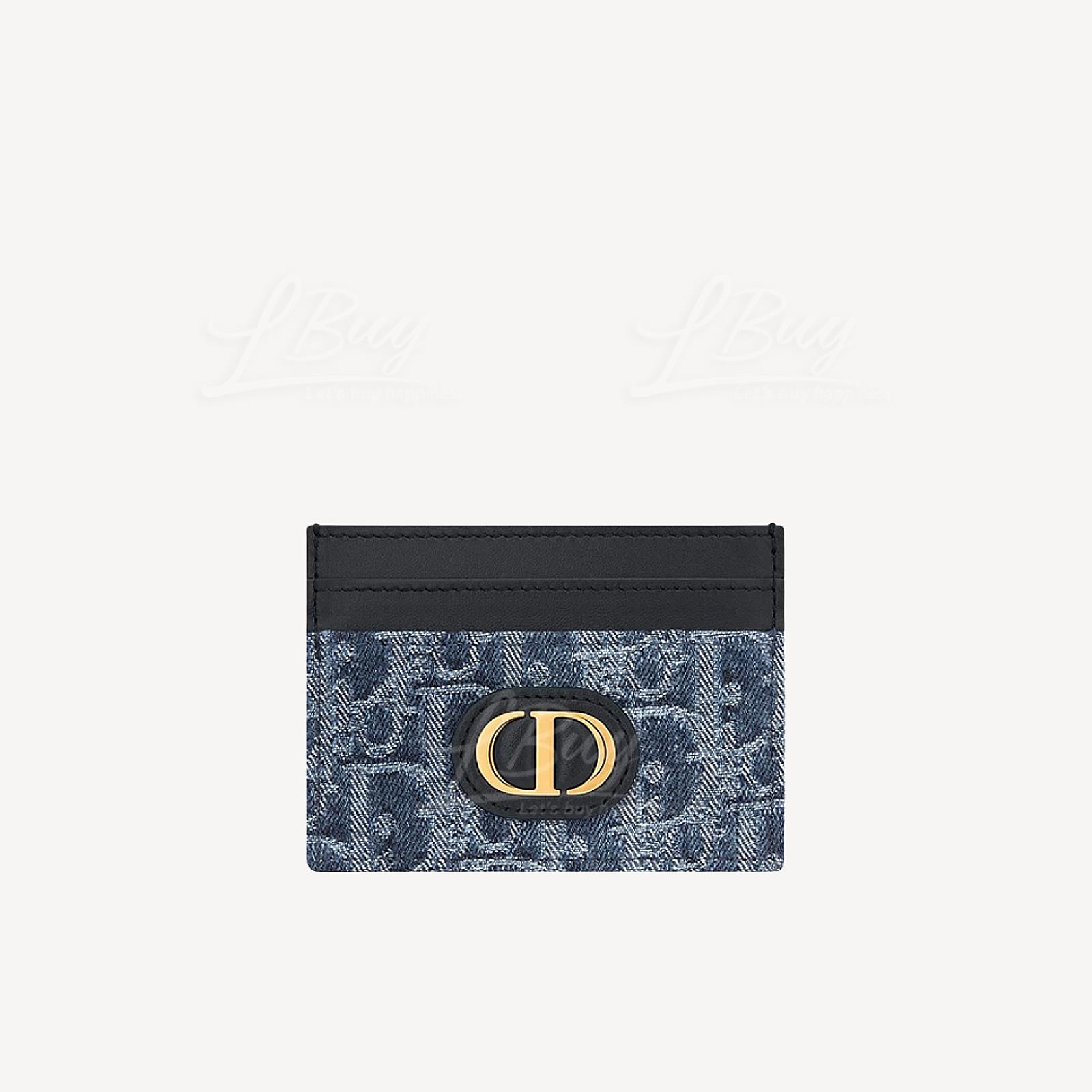 藍色 Denim Dior Oblique 緹花 30 Montaigne Freesia 卡片套