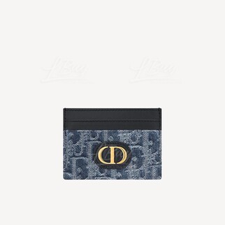 藍色 Denim Dior Oblique 緹花 30 Montaigne Freesia 卡片套