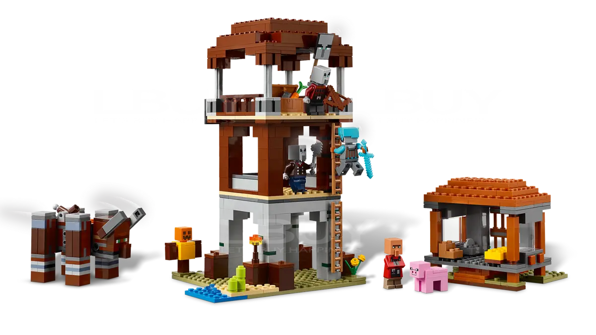 LEGO-LEGO 21278 Minecraft 掠奪者基地與巨獸9+