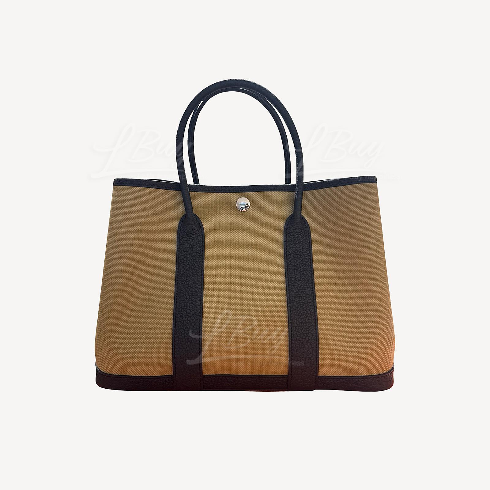 Hermes Garden Party 30 Bag 风衣灰拼黑色