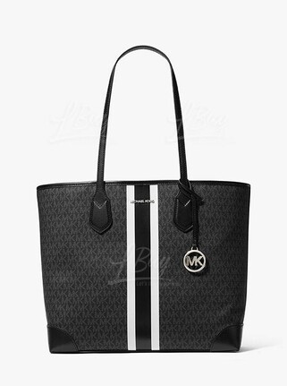 MIchael Kors  Eva Large Signature Logo Stripe Tote Bag