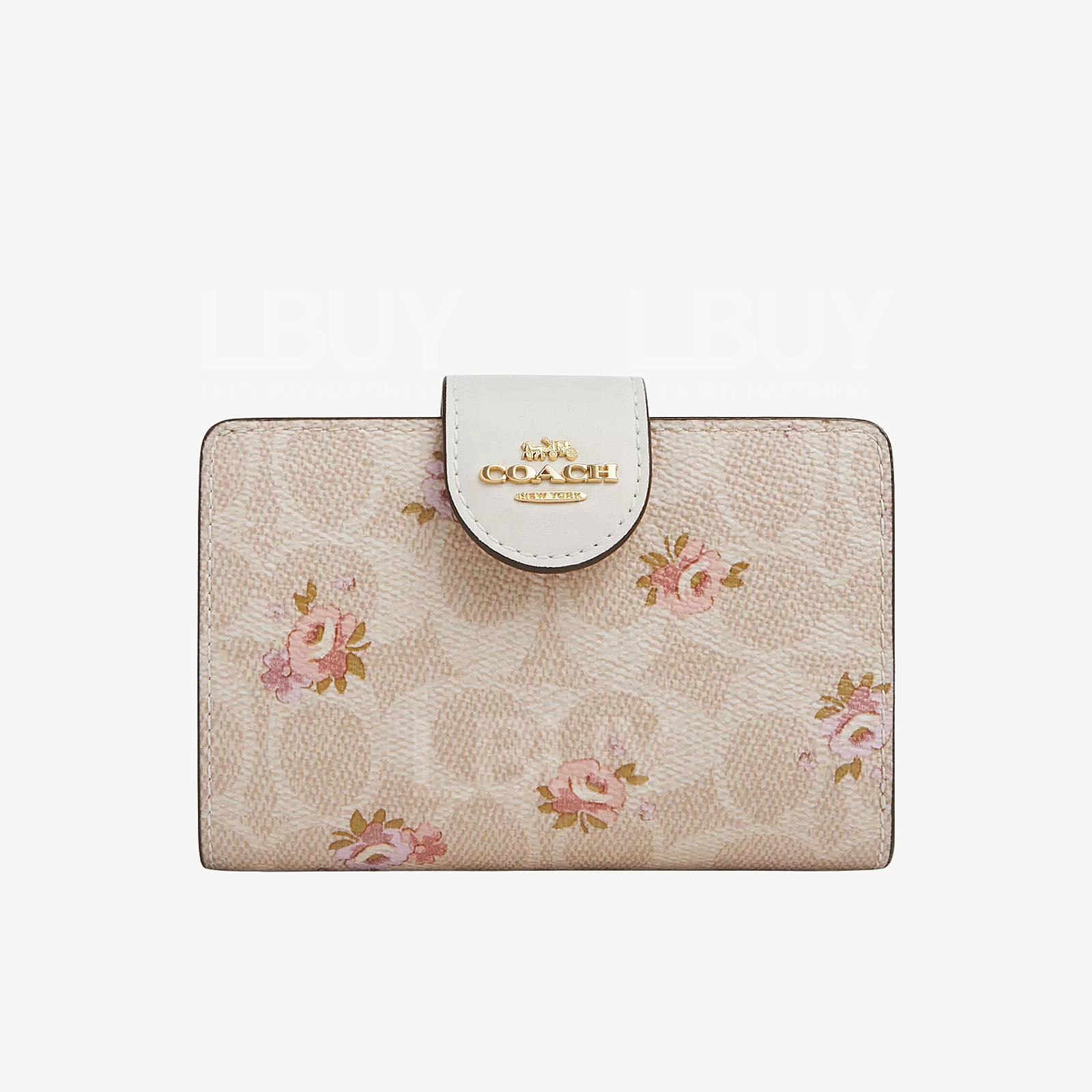 Medium Corner Zip Wallet In Signature Canvas With Floral Print