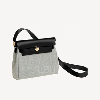 Hermes Herbag Zip 20 Bag 黑色米白拼金扣