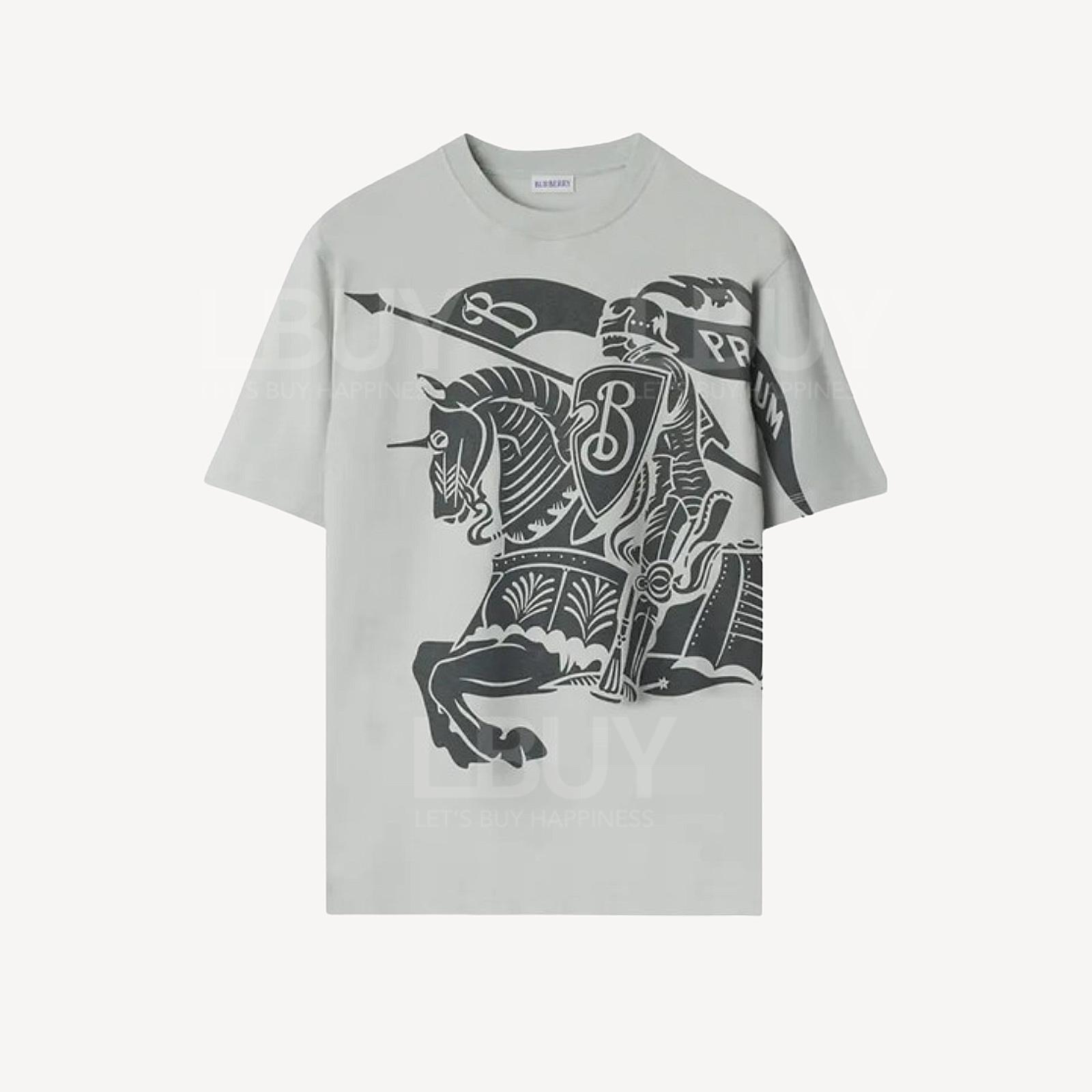 Burberry Black Knight Pattern Grey T Shirt