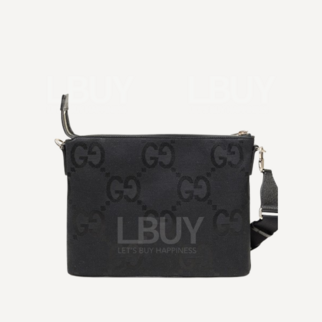 Gucci Jumbo GG Logo 暗花黑色斜紋袋