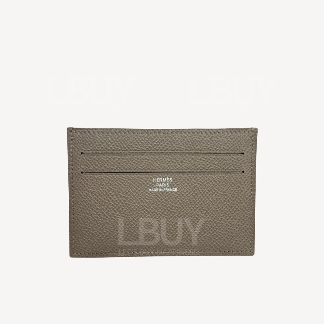 Hermes Citizen Twill Card Bag Pewter Grey