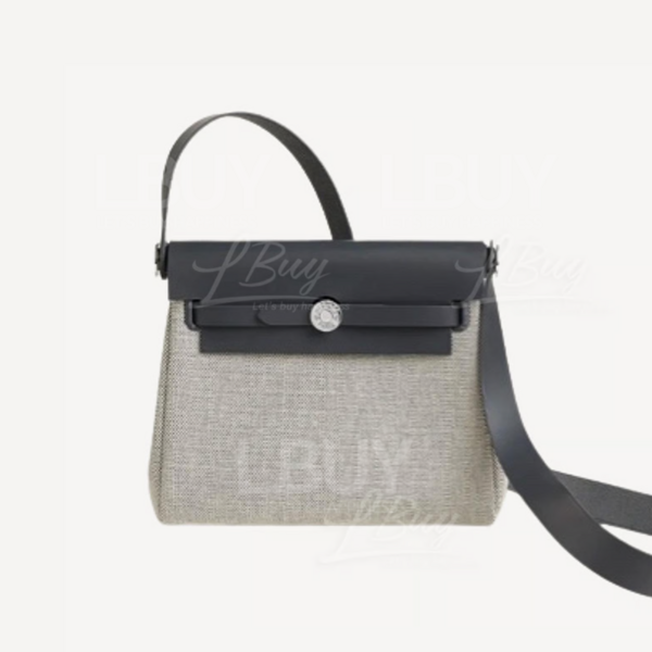 Hermès-Hermes Herbag Zip 20 Bag Slate Grey Silver Buckle