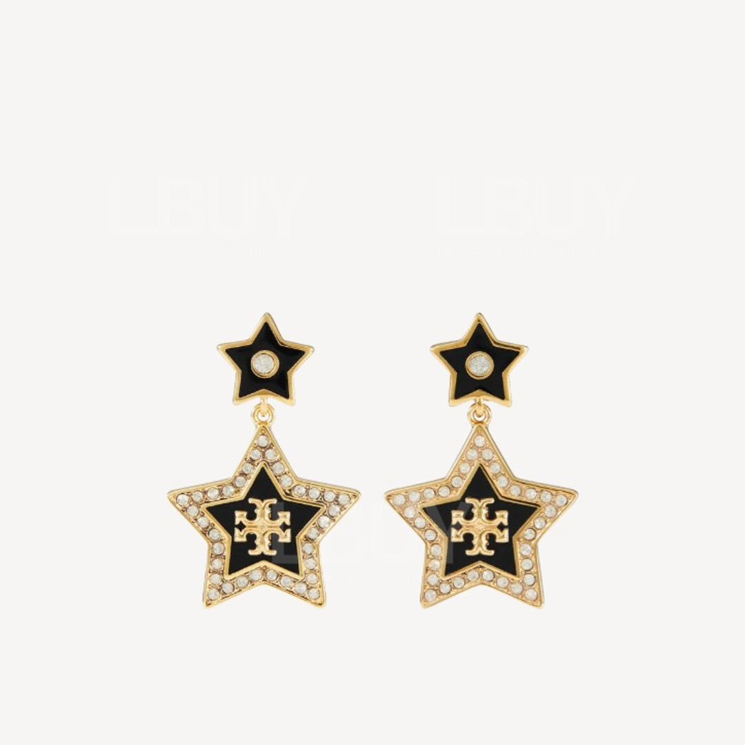 Tory Burch Star Black Rhinestone Earrings 153663