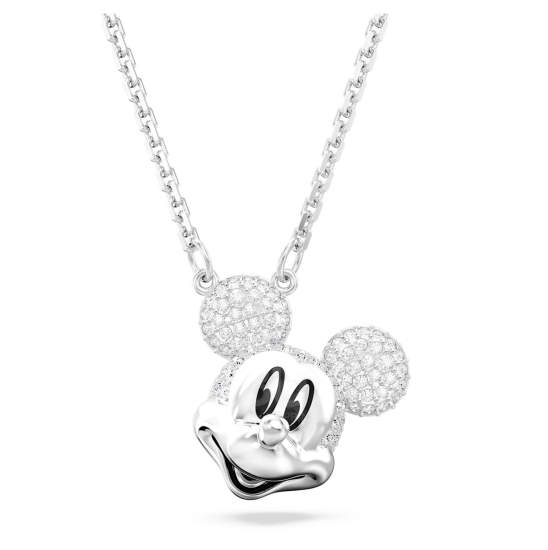 SWAROVSKI Disney Mickey Mouse 鏈墜 (頭形, 白色, 鍍白金色)