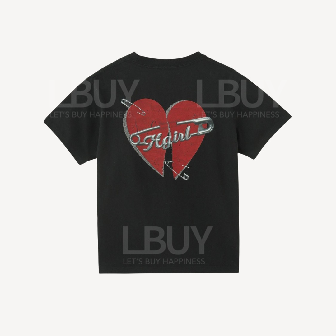 X-GIRL Safety Pin & Heart Logo S/s Tee Black