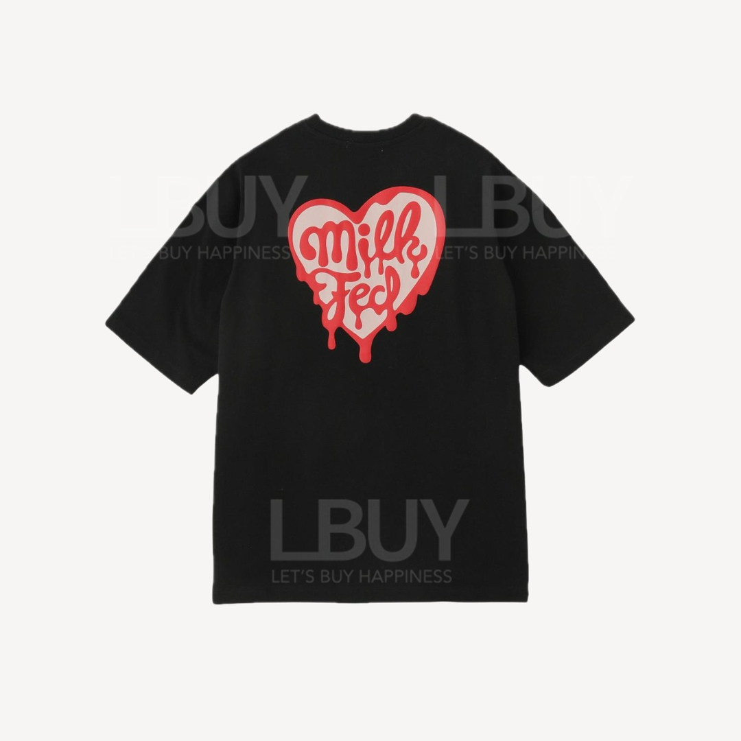 MILKFED Melty Heart Foam Print Wide S/s Tee Black