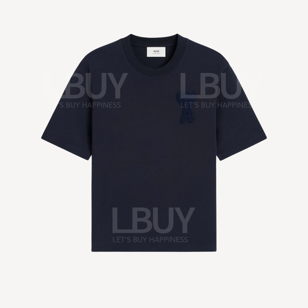 Ami Paris Navy Cotton Ami de Coeur Patch T-Shirt
