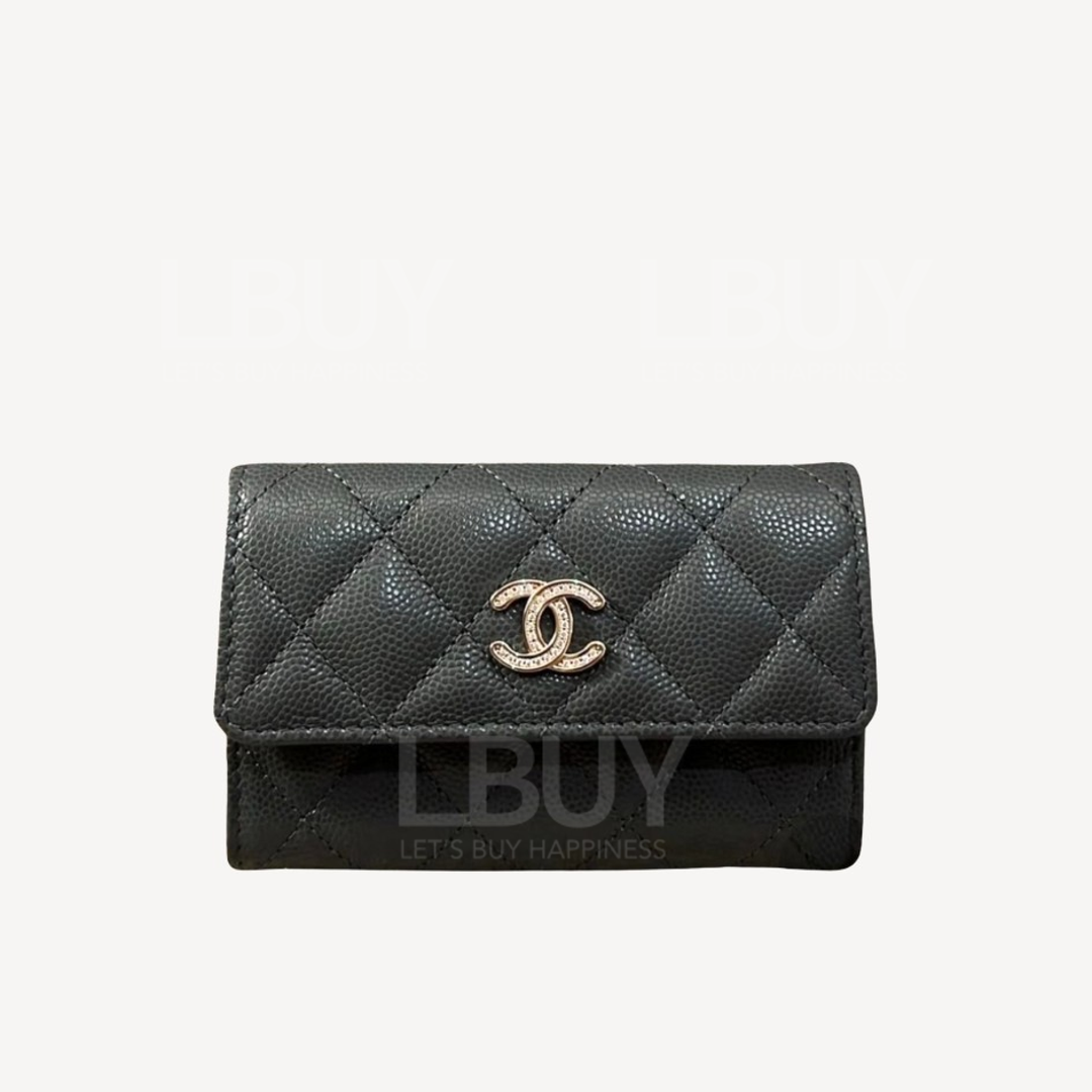 Chanel 金色CC Logo 黑色卡包銀包 AP4819