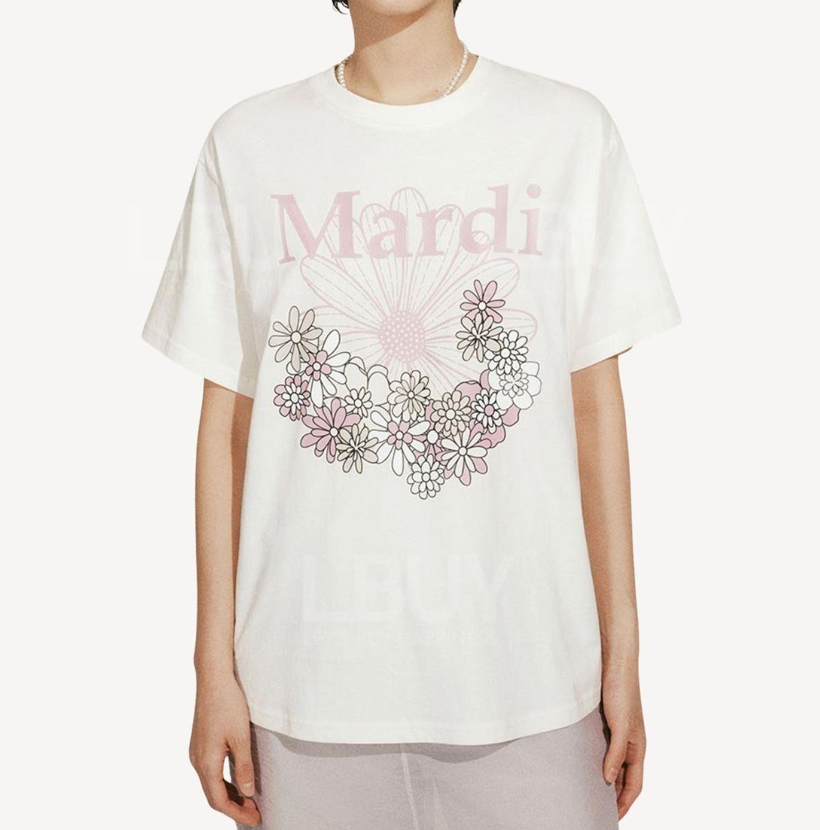 韓國 Mardi Mercredi Tshirt Flowermardi Jardin Cream Pinklavender