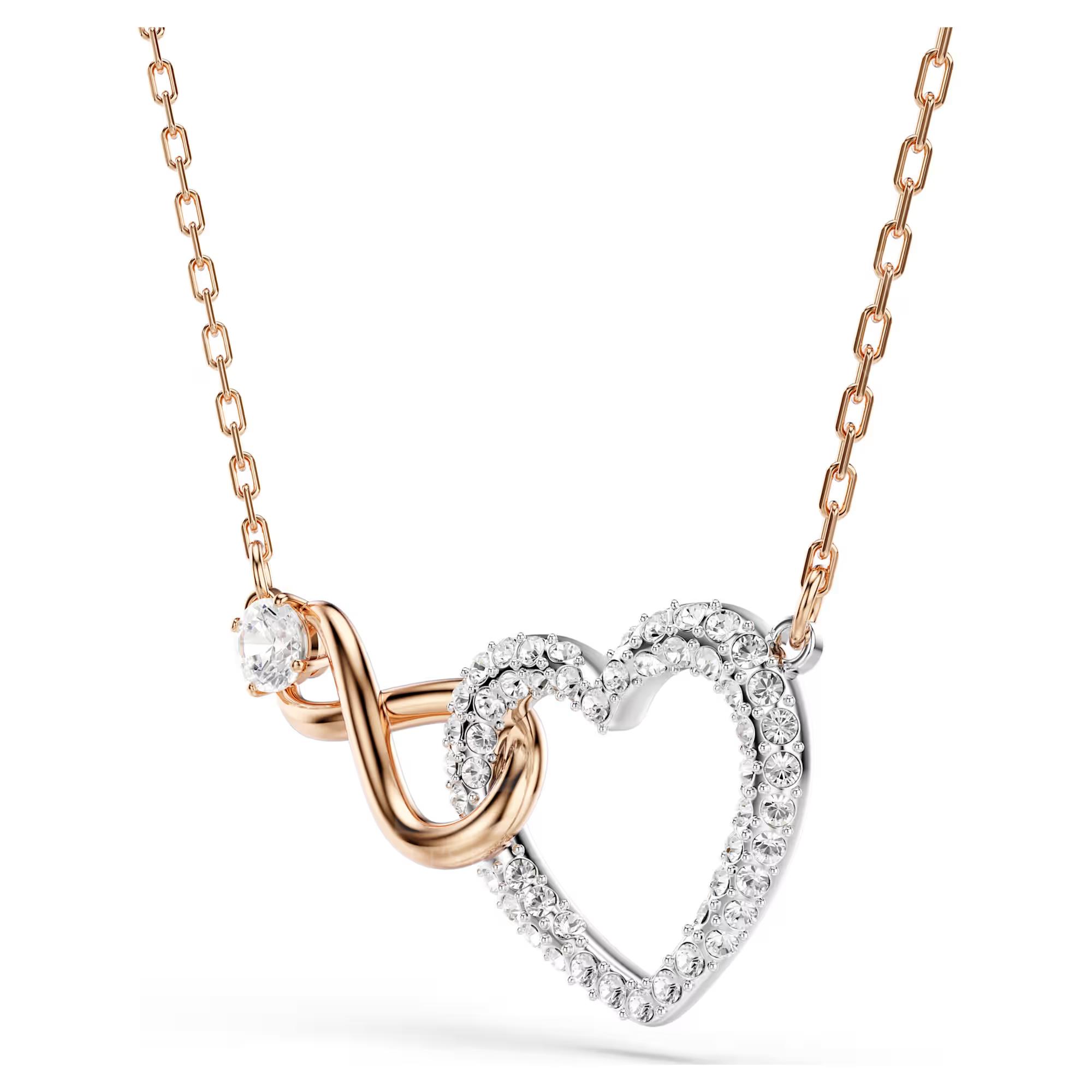 SWAROVSKI Infinity Necklace (Infinity & Heart, White, Mixed Metal Finish)
