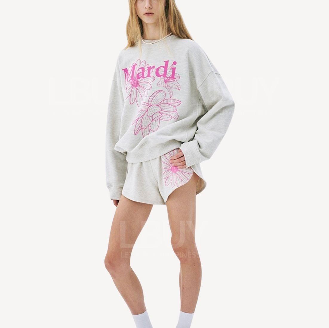 韩国 Mardi Mercredi Sweatshirt Triple Flower Oatmeal Pink