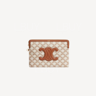 Celine Triomphe 凱旋門印花拉鍊小袋收納包 白色