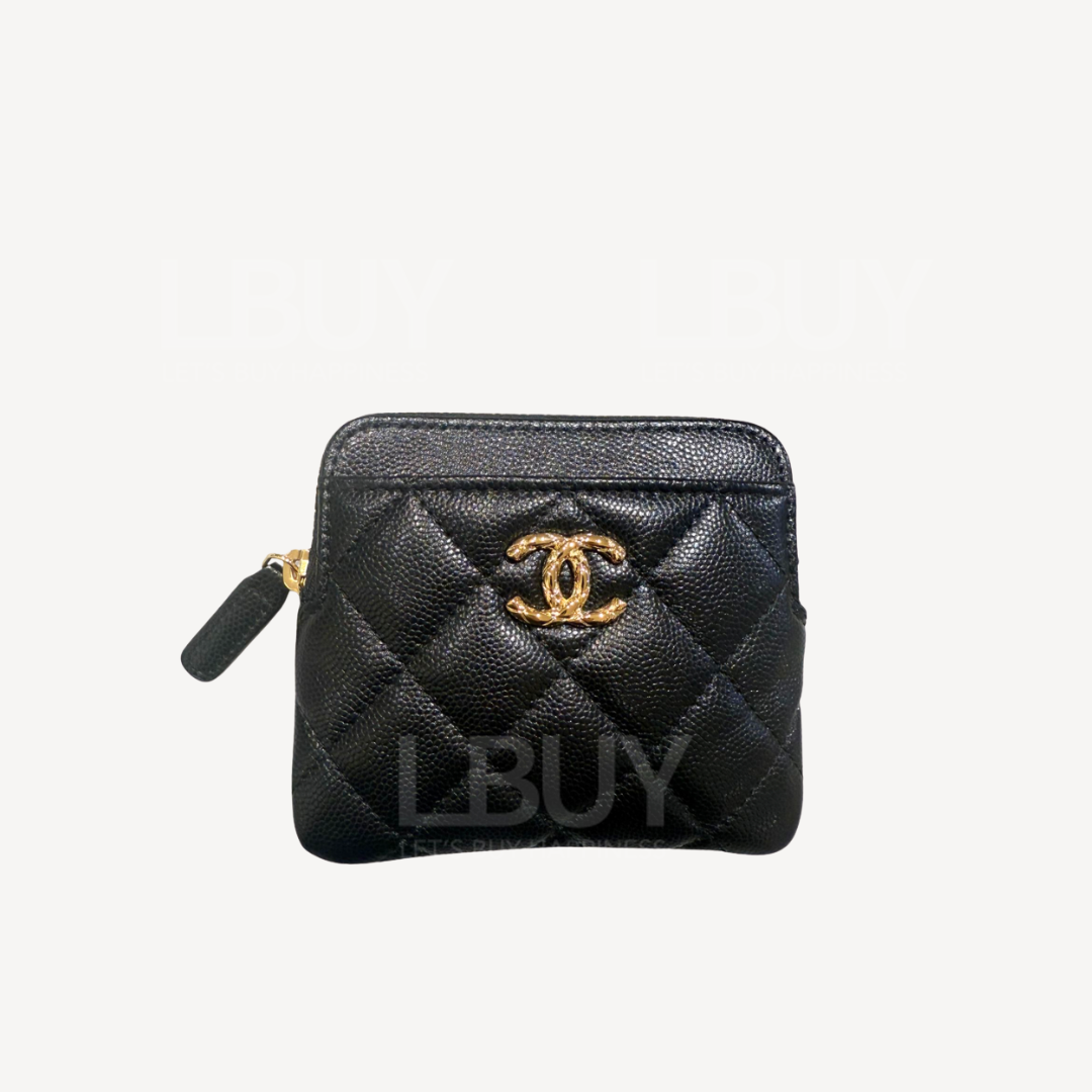 Chanel 金色CC Logo 拉炼银包金扣 黑色 AP5012