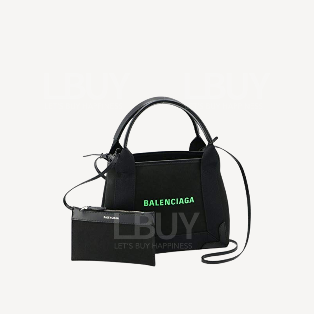 Balenciaga Cabas XS 綠色logo黑色手挽袋