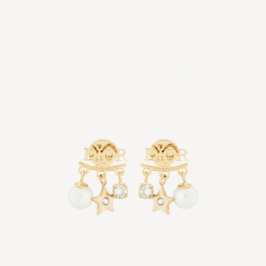 Dior Dio(r)evolution 耳環金色飾面金屬、白色樹脂珍珠和白色水晶
