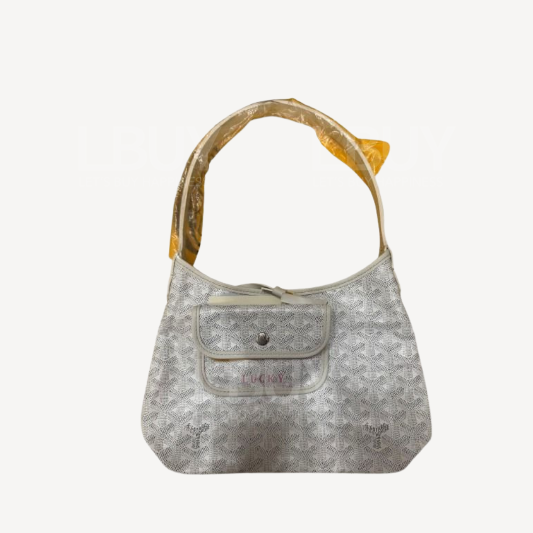 Goyard Boheme Hobo Mini 限量版單肩袋 白色 併粉紅色繪字Lucky