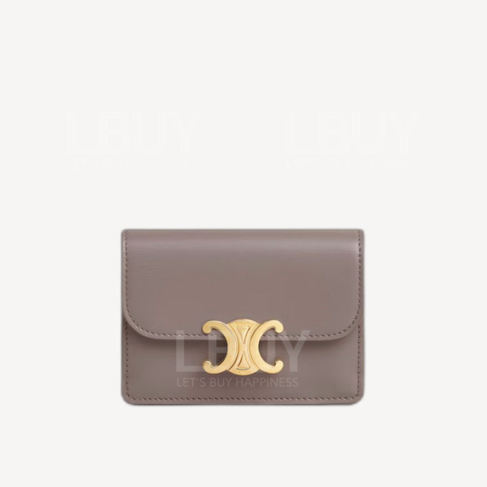 Celine Triomphe 凯旋门标志翻盖卡包 灰色