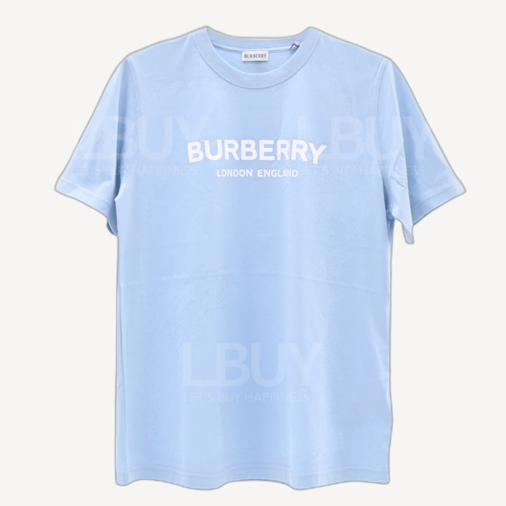 Burberry Logo 短袖棉质 T恤 粉蓝色 8105653