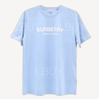 Burberry Logo 短袖棉质 T恤 粉蓝色 8105653