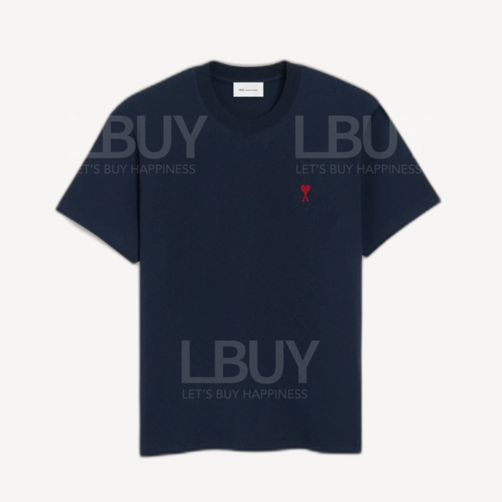 Ami Paris Regular fit 深藍色紅心 T-shirt 中性
