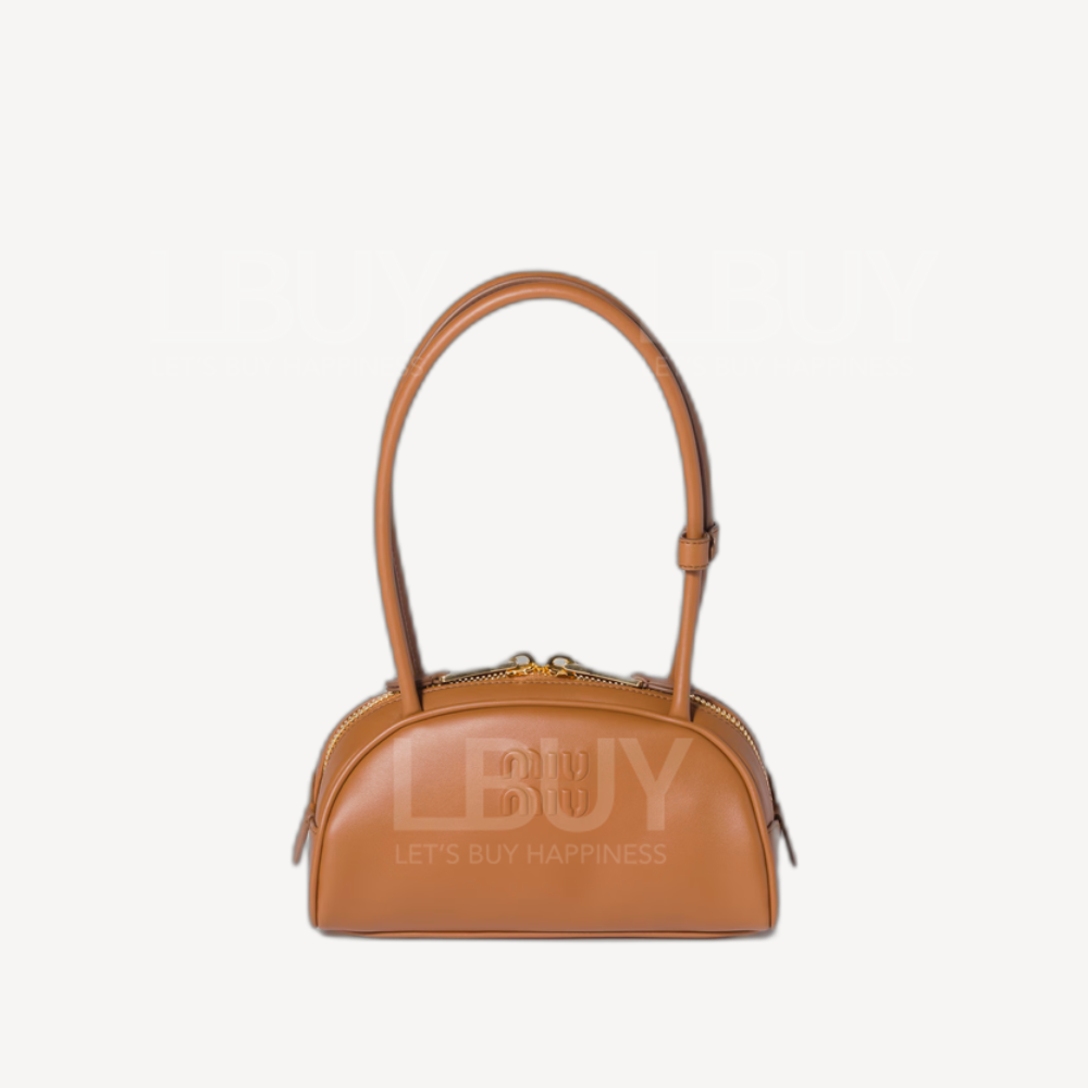 Miu Miu Beau 皮革長手柄保齡球手袋 焦糖色