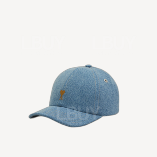 Ami Paris 牛仔蓝色心心刺绣棒球帽