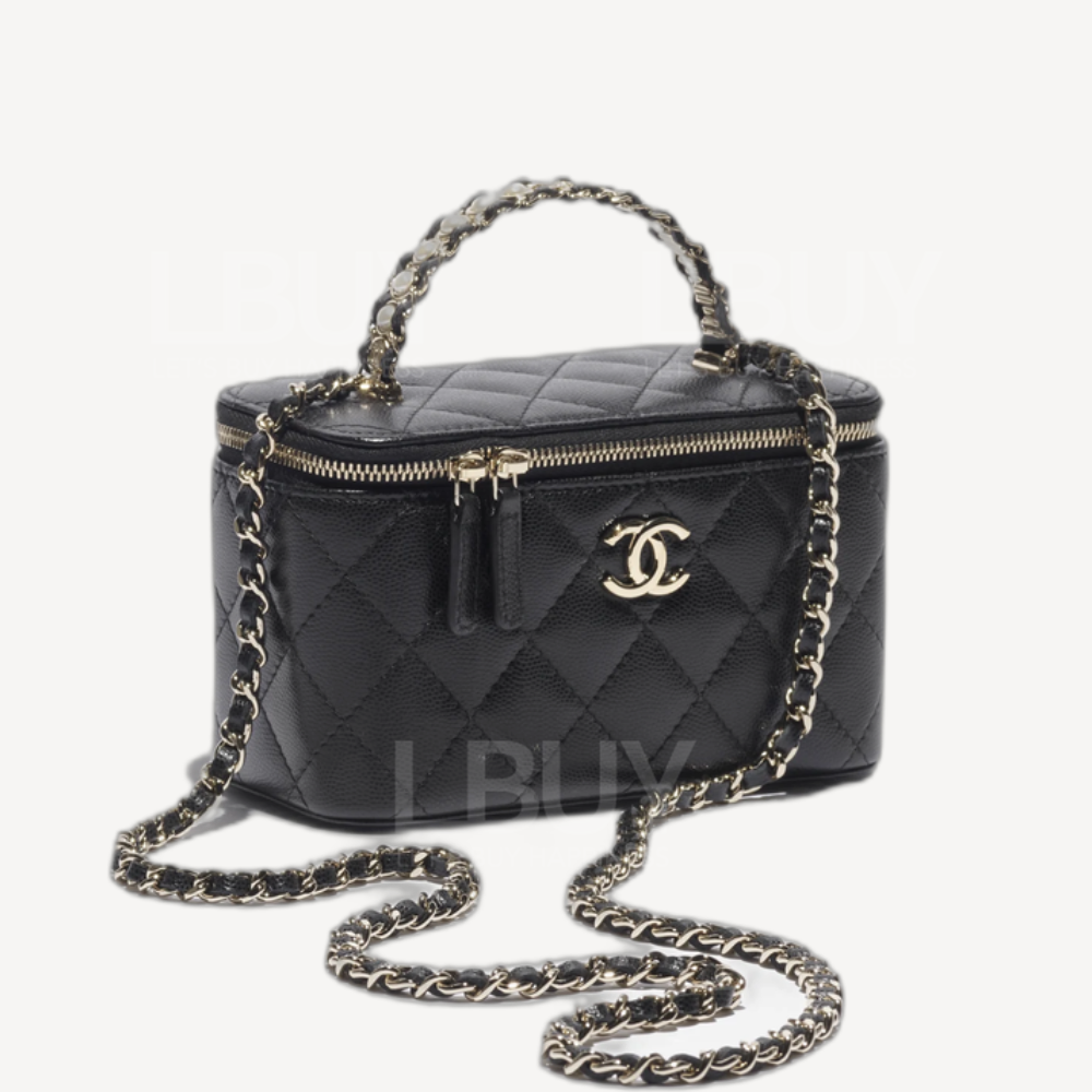 Chanel Pearl Handle Long Makeup Chain Box Black AP4940