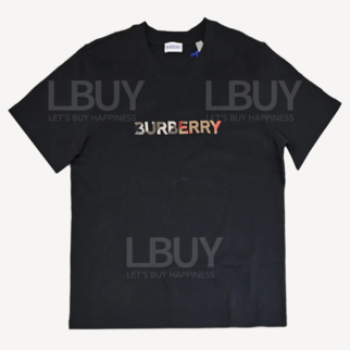 Burberry 女裝格子Logo T恤 黑色 81132241